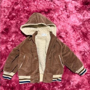Sears Brown Corduroy Kids Jacket with Sherpa Cream Lining 4T